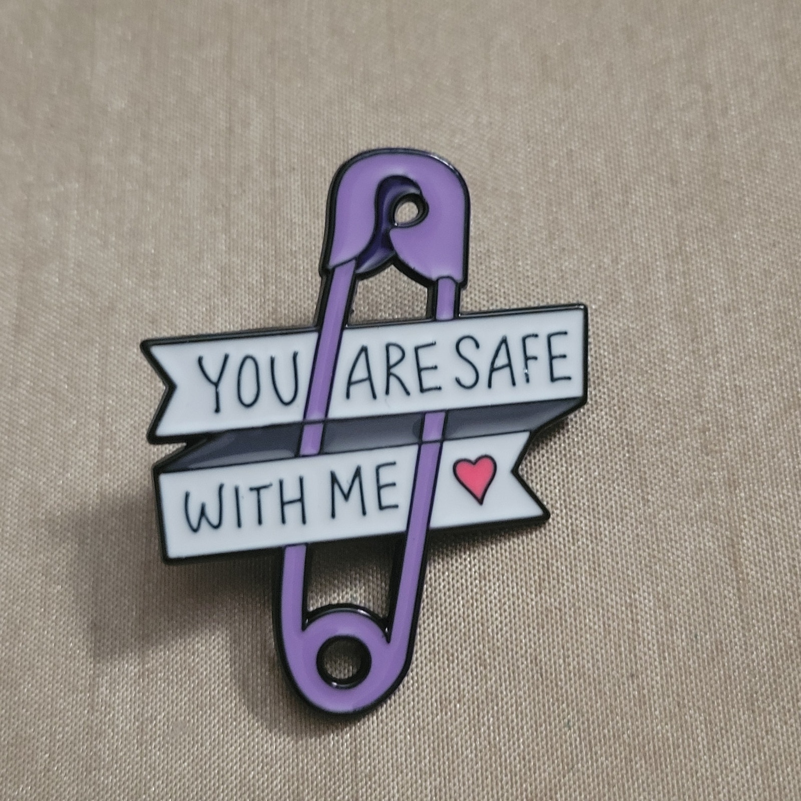 You Are Safe With Me Purple Enamel Safety Pin Brooch 12$